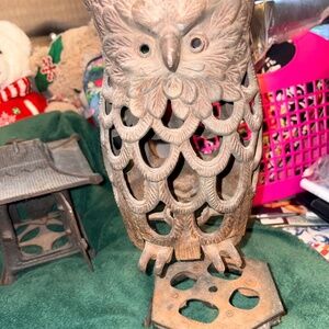 Japanese Antique Iron Owl Lantern